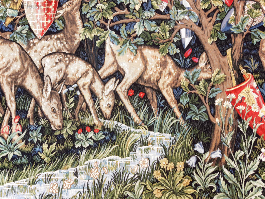 Verdure with Deer and Shields Wall tapestries William Morris and Co - Mille Fleurs Tapestries