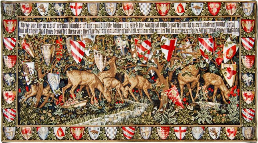 Verdure with Deer and Shields Wall tapestries William Morris and Co - Mille Fleurs Tapestries