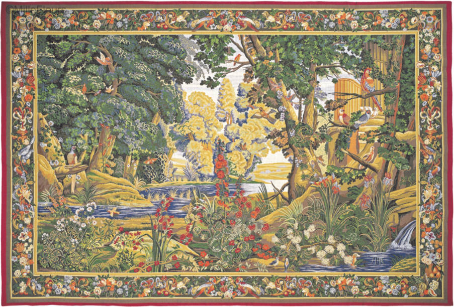 Verdure met Bloemen en Vogels Wandtapijten Verdures - Mille Fleurs Tapestries