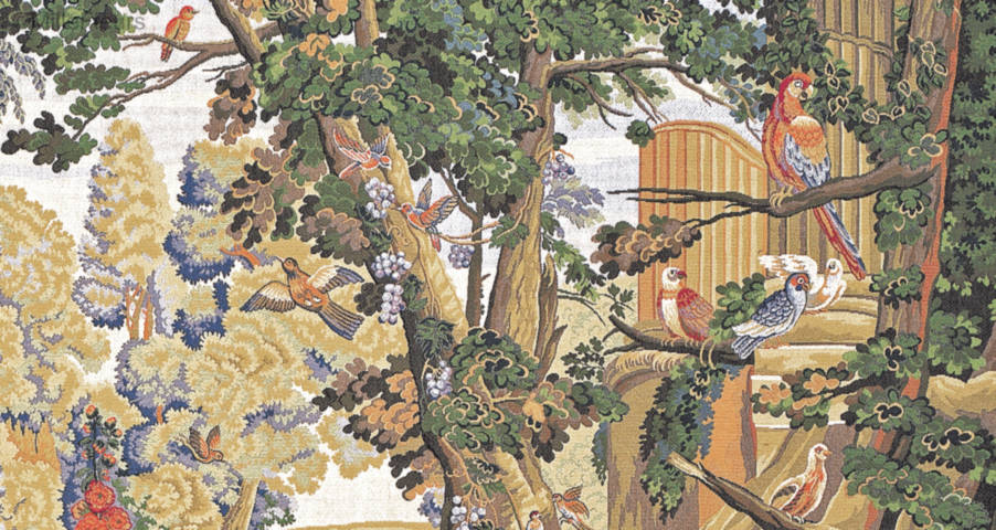 Verdure avec Fleurs et Oiseaux Tapisseries murales Verdures - Mille Fleurs Tapestries