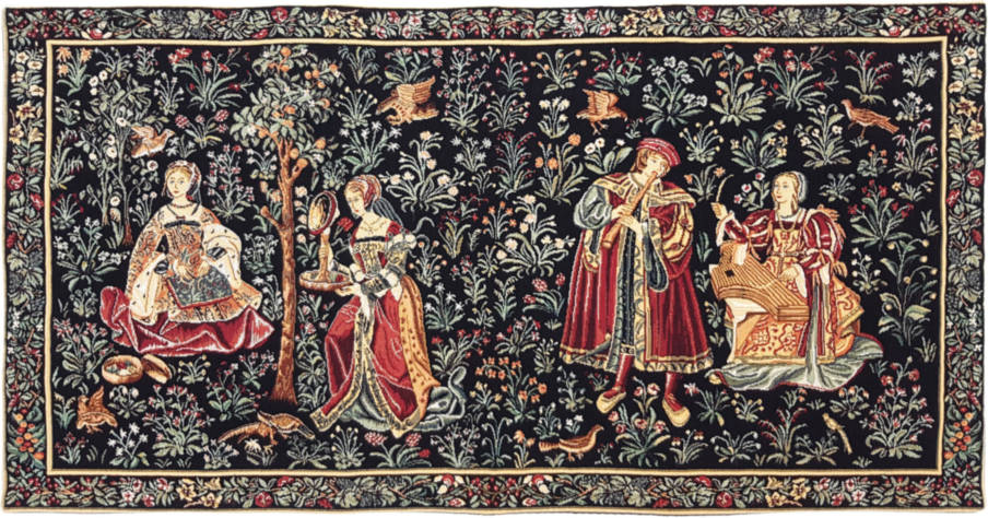 Scène uit het Leven van een Familie Wandtapijten Andere Middeleeuwse - Mille Fleurs Tapestries