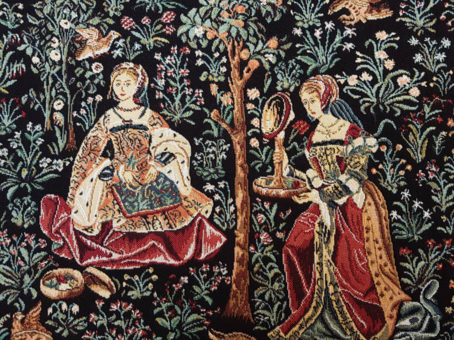 Scène uit het Leven van een Familie Wandtapijten Andere Middeleeuwse - Mille Fleurs Tapestries