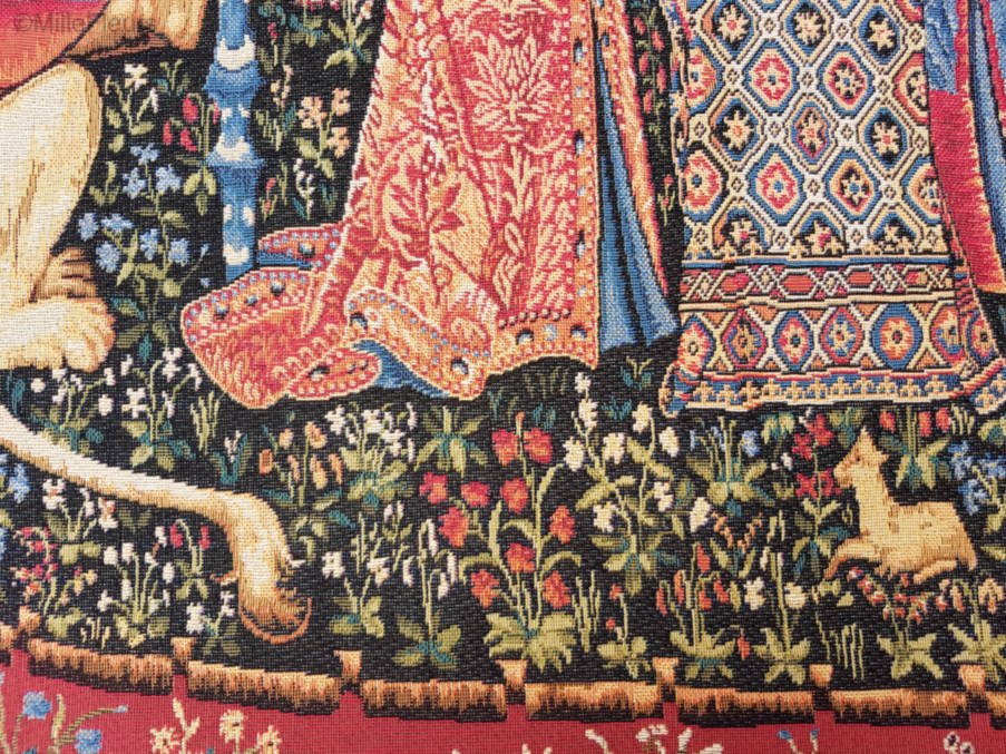 L'Ouïe Tapisseries murales Dame à la Licorne - Mille Fleurs Tapestries