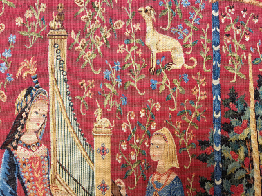 L'Ouïe Tapisseries murales Dame à la Licorne - Mille Fleurs Tapestries