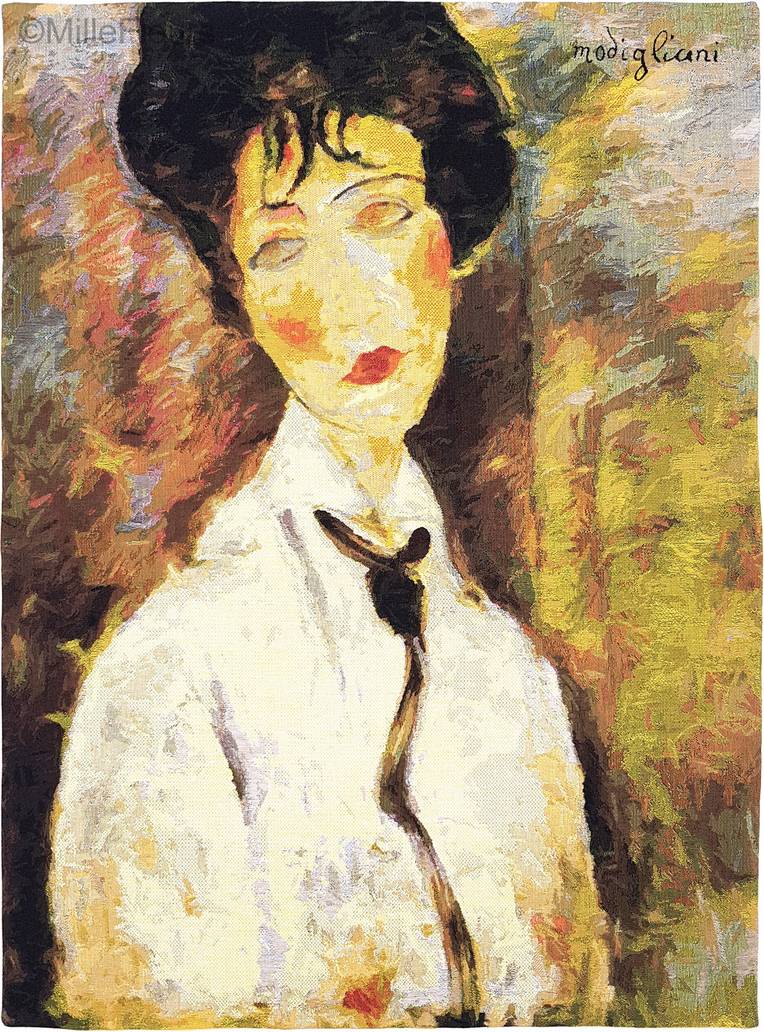 Woman with Black Tie (Modigliani) Wall tapestries Masterpieces - Mille Fleurs Tapestries