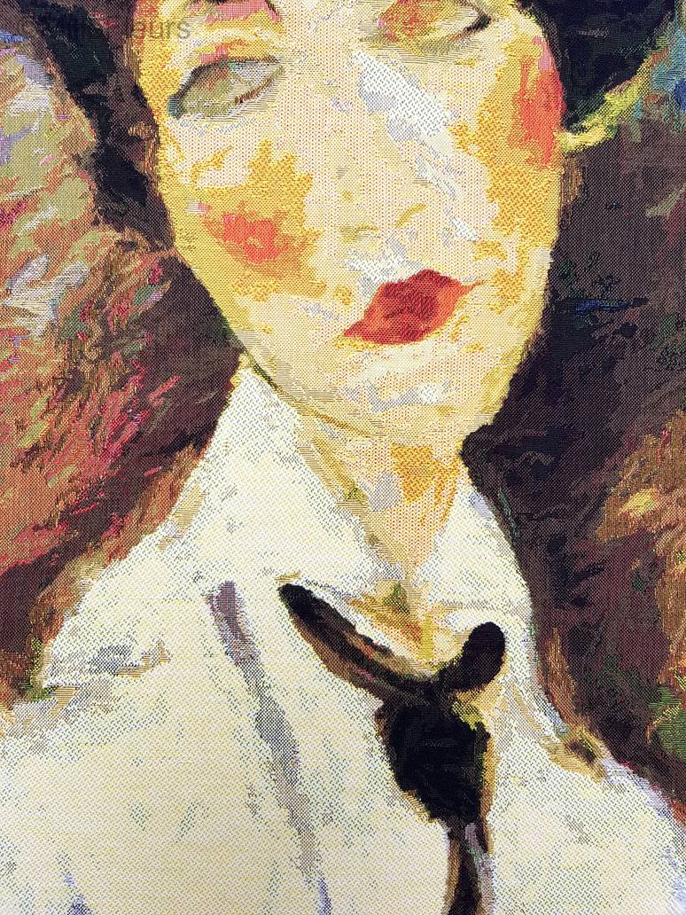 Vrouw met Zwarte Stropdas (Modigliani) Wandtapijten Meesterwerken - Mille Fleurs Tapestries