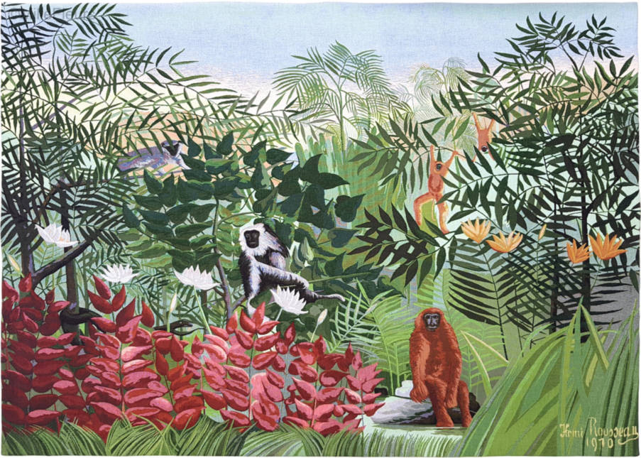Tropisch Woud (Henri Rousseau) Wandtapijten Meesterwerken - Mille Fleurs Tapestries