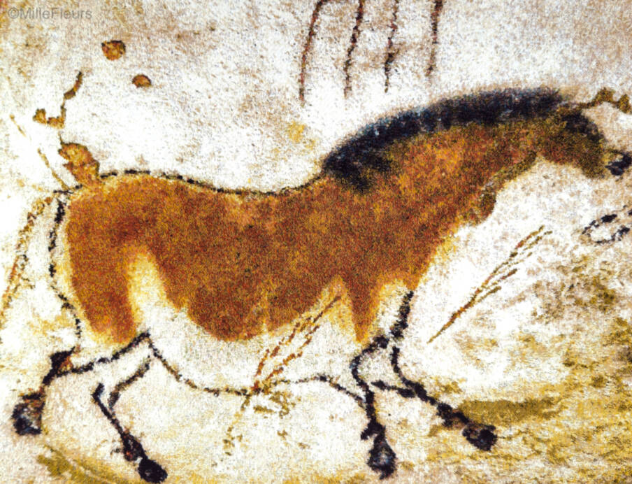 Caves of Lascaux Wall tapestries Ancient Art - Mille Fleurs Tapestries