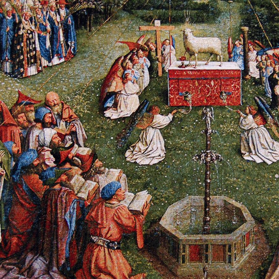 La Adoración del Cordero Místico (van Eyck) Tapices de pared Obras Maestras - Mille Fleurs Tapestries