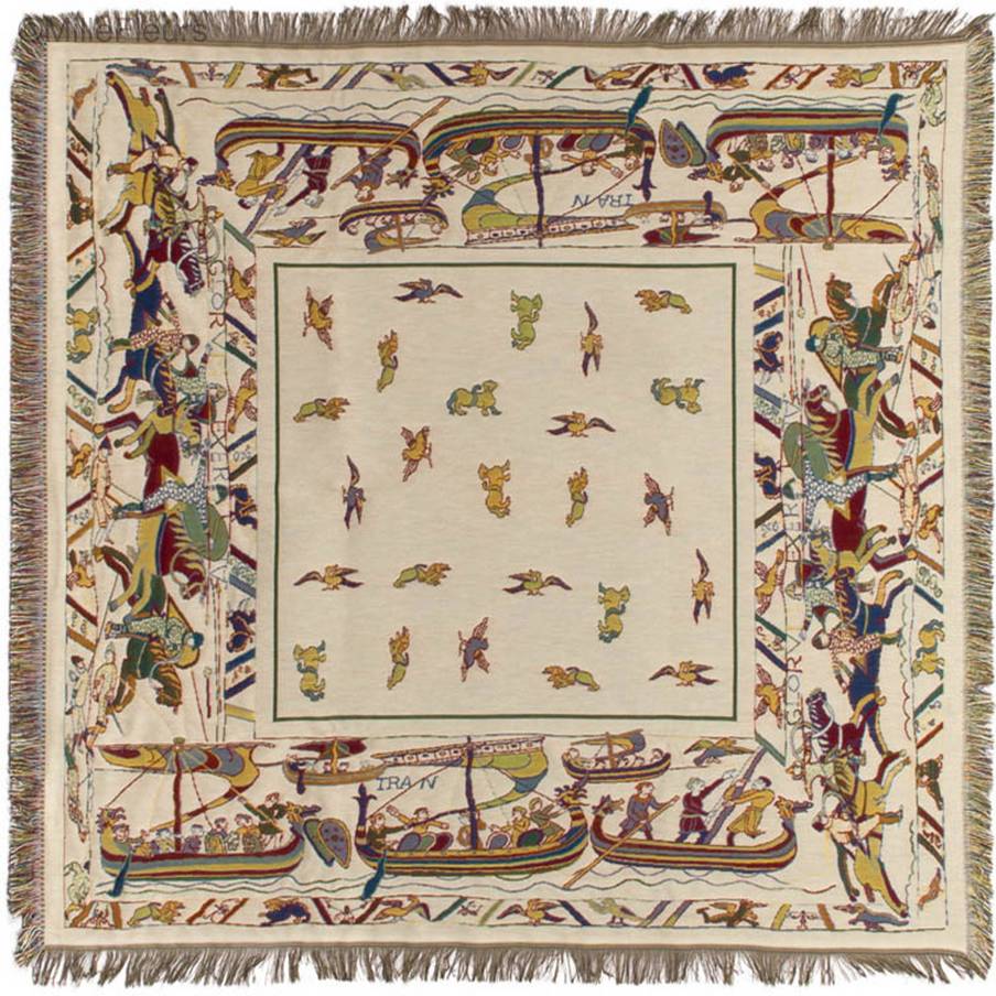 Bayeux Tapestry Throws & Plaids Table Throws with Fringes - Mille Fleurs Tapestries
