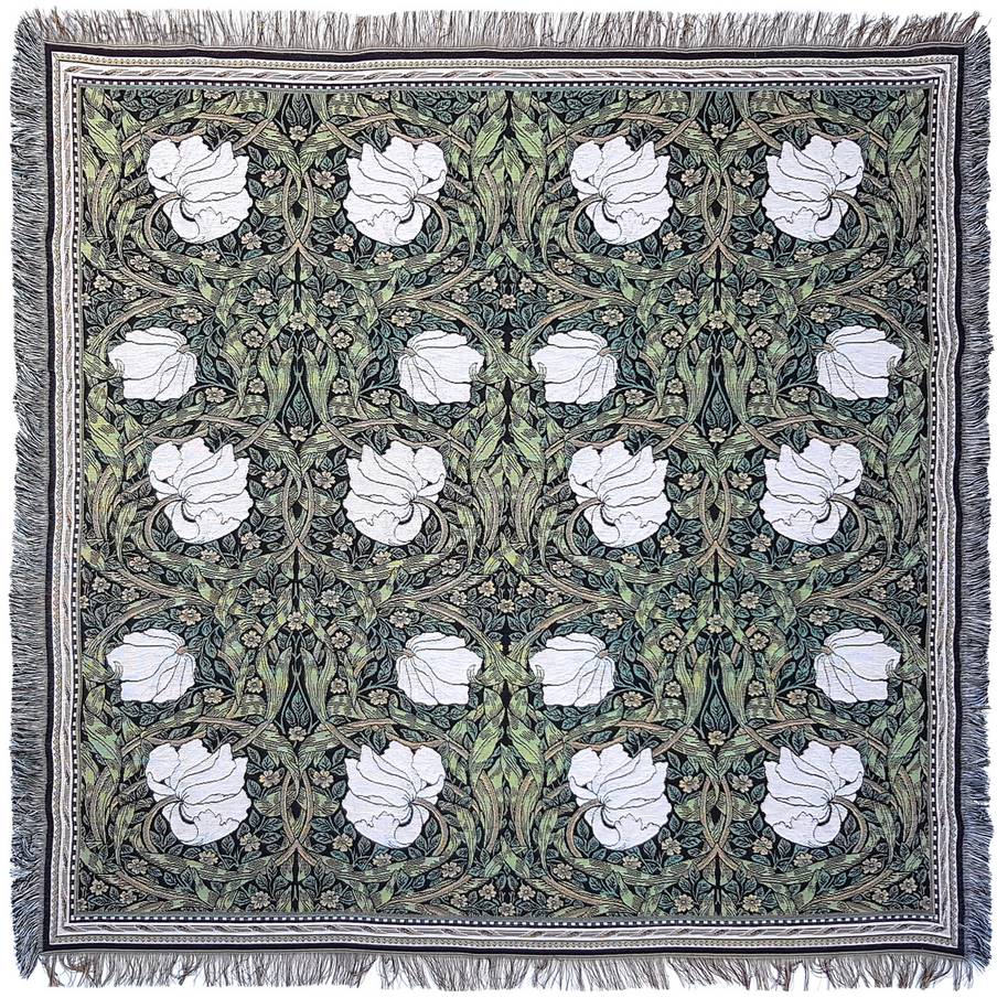 Pimpernel (William Morris) Throws & Plaids Table Throws with Fringes - Mille Fleurs Tapestries