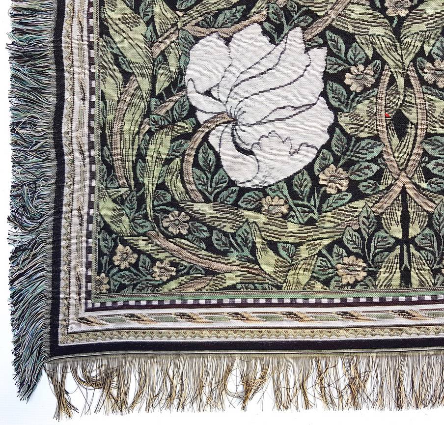 Pimpernel (William Morris) Throws & Plaids Table Throws with Fringes - Mille Fleurs Tapestries