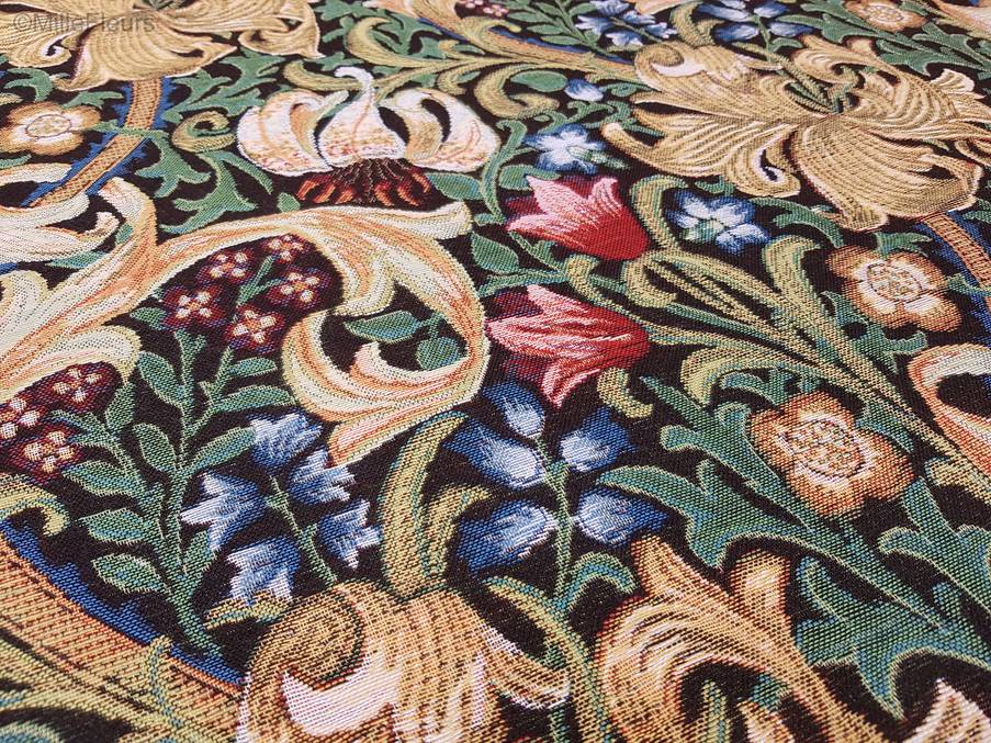 Golden Lily (William Morris) Throws & Plaids Table Throws with Fringes - Mille Fleurs Tapestries