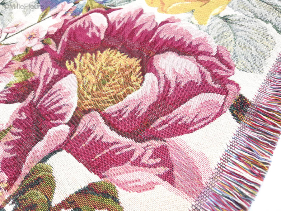 Floralie Throws & Plaids Table Throws with Fringes - Mille Fleurs Tapestries