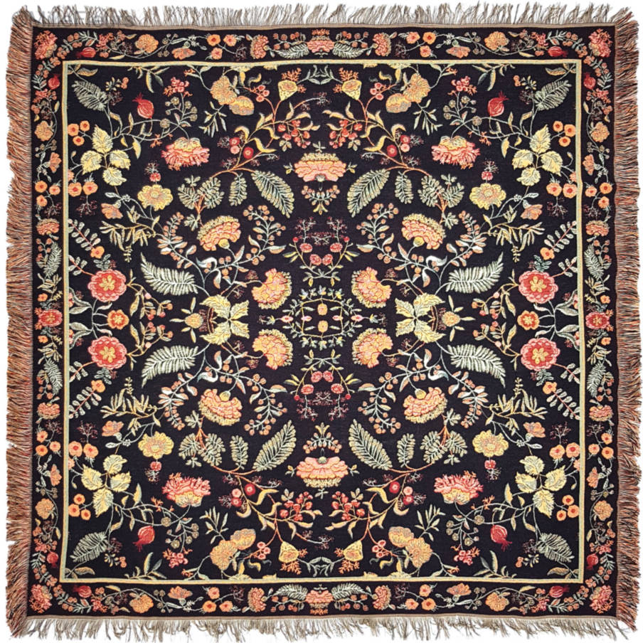 Rosalie Plaids Nappes avec Franges - Mille Fleurs Tapestries