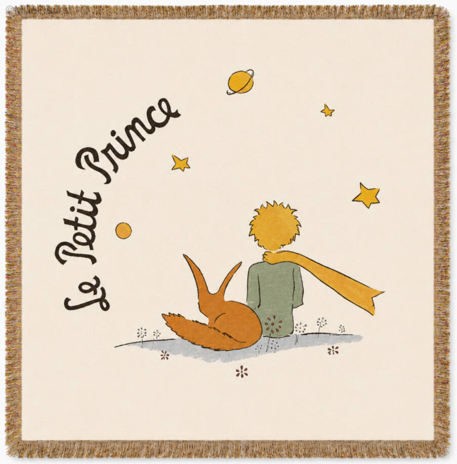 The Little Prince backview with fox Throws & Plaids The Little Prince - Mille Fleurs Tapestries